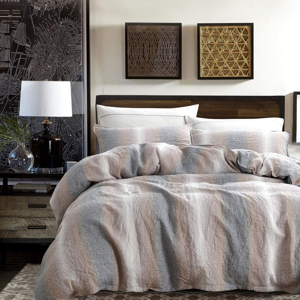 3 Pieces King French Linen Duvet Cover Set
